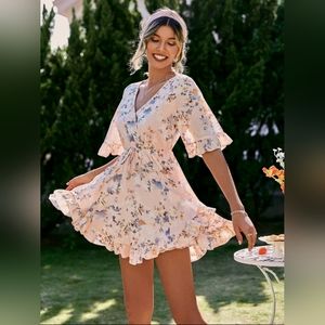 Simplee Floral Flounce Dress SHEIN